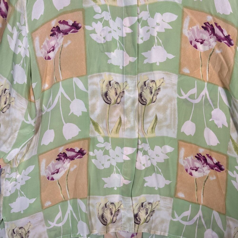 Vintage Piano Women 3x 100% Silk Blouse Retro Inspired CottageCore Whimsy Pastel - Picture 4 of 16